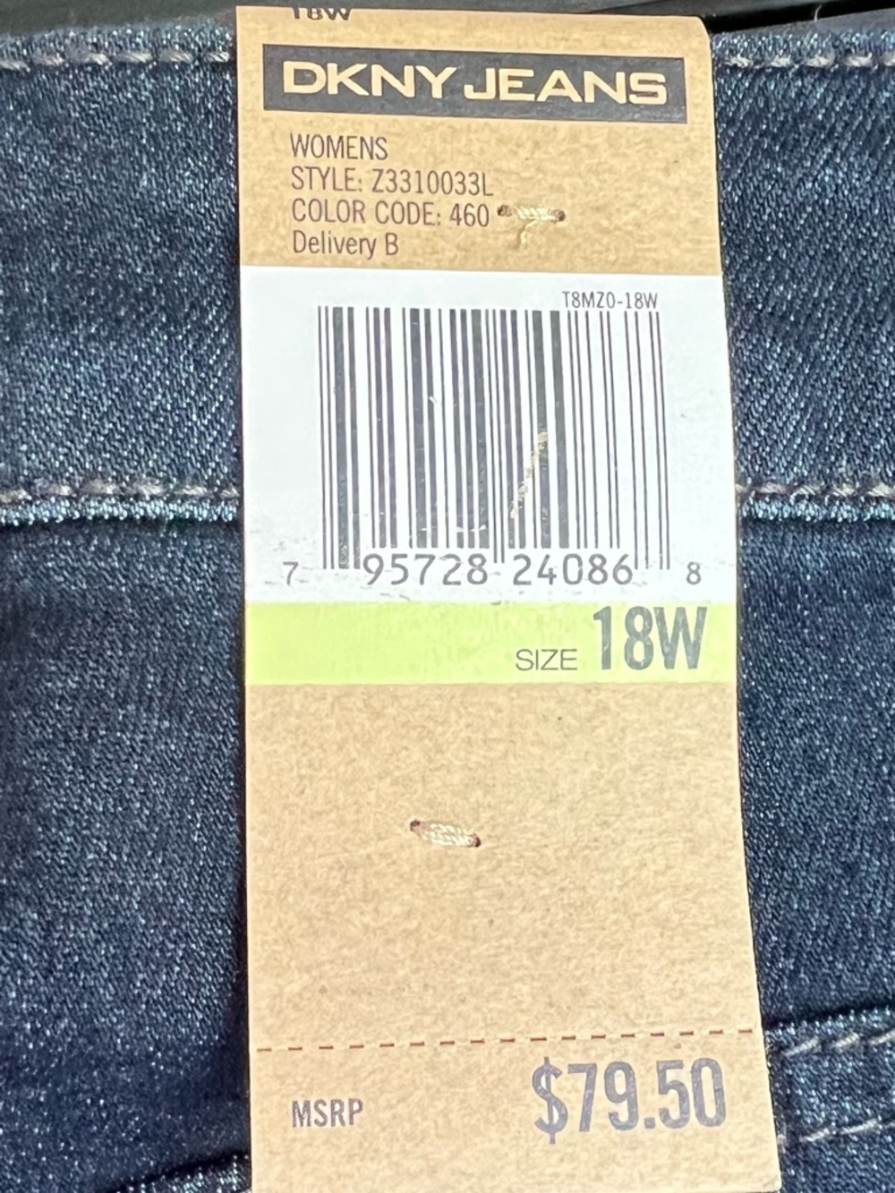 DKNY| Jeans Mercer Curvy Fit Dark Wash 18W NWT Plus Size Skinny - Picture 6 of 6